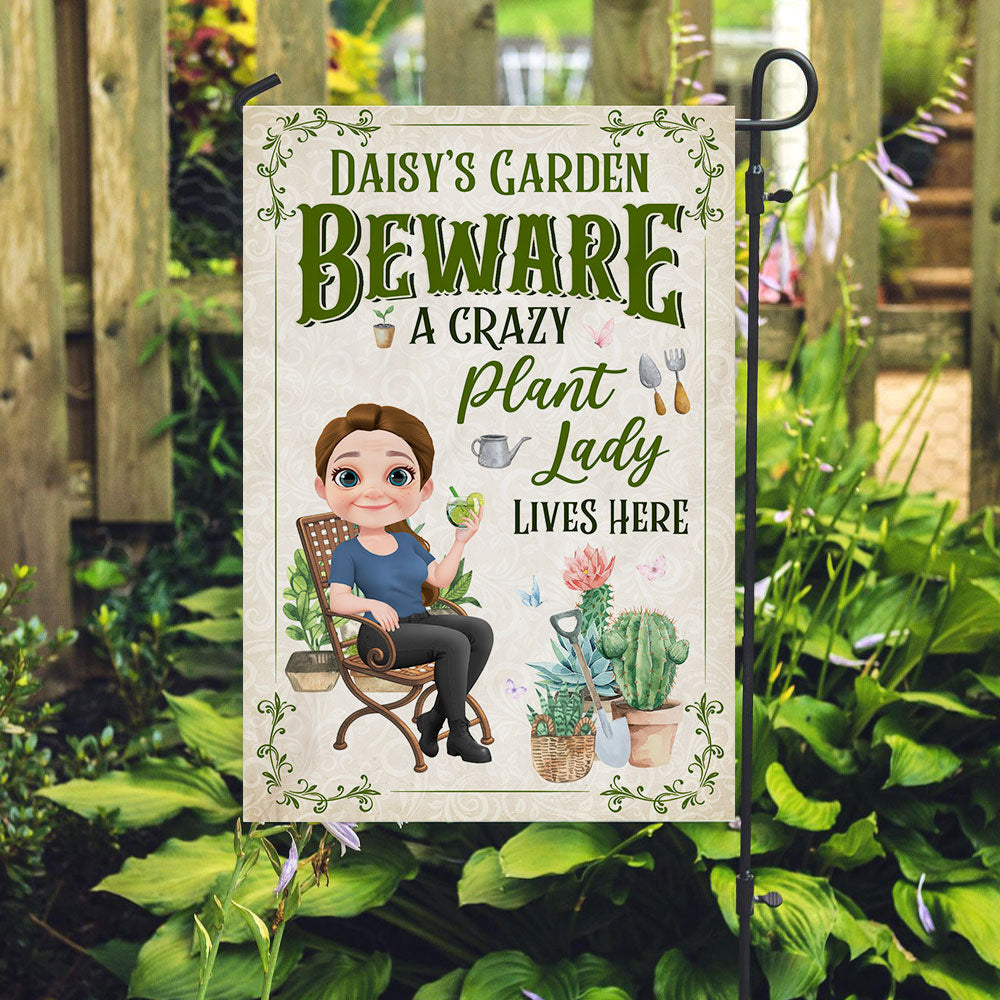 Plant Lady Lives Here - Personalized Flag