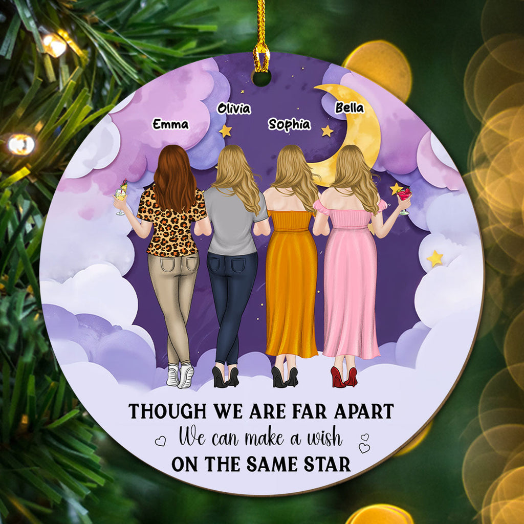Custom Friendship Christmas Ornament, Best Friend Gift •  We Are Far Apart - Personalized Wood Ornament