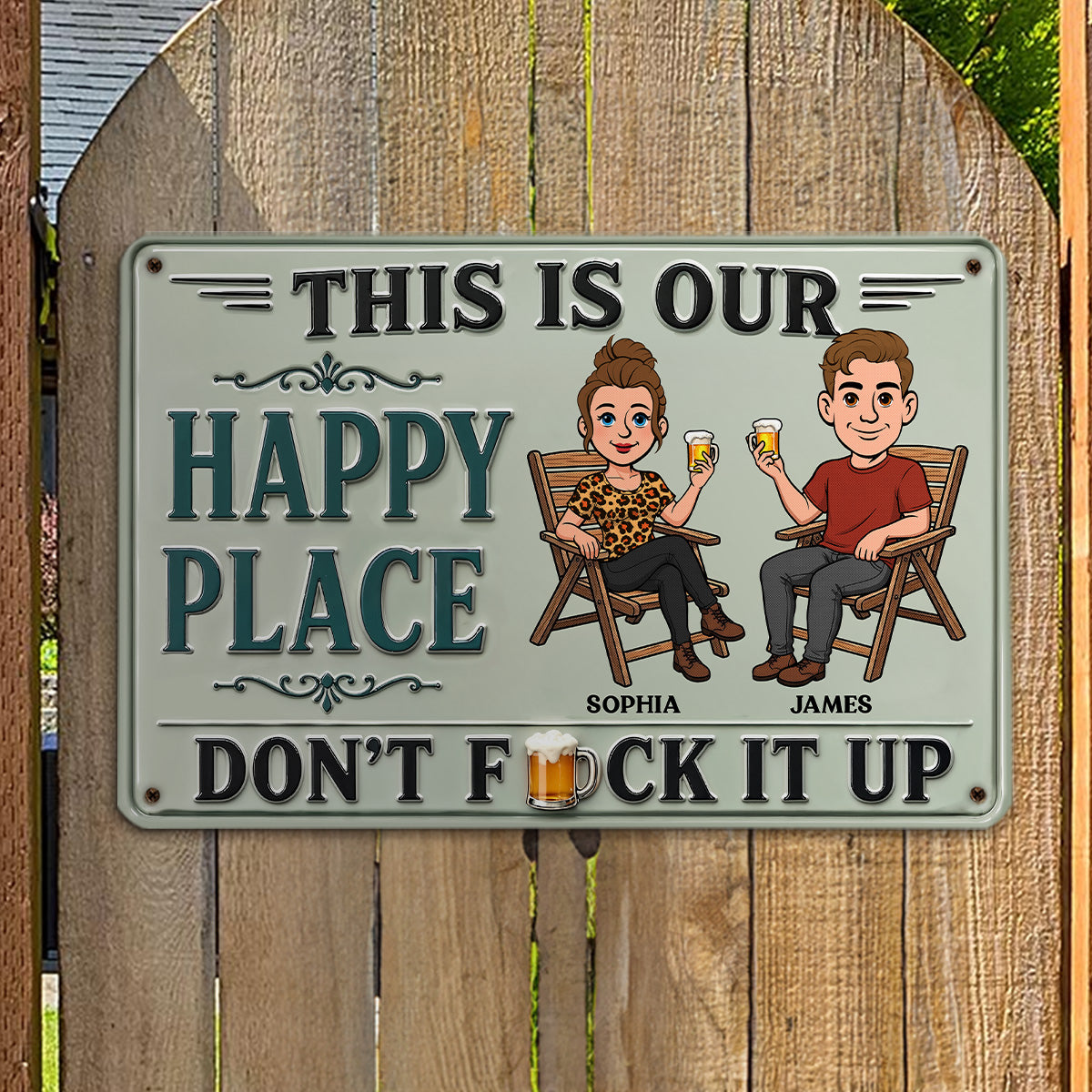 Custom 3D Family Summer Backyard, Patio & Porch Decor • Vintage Palce - Personalized Metal Sign