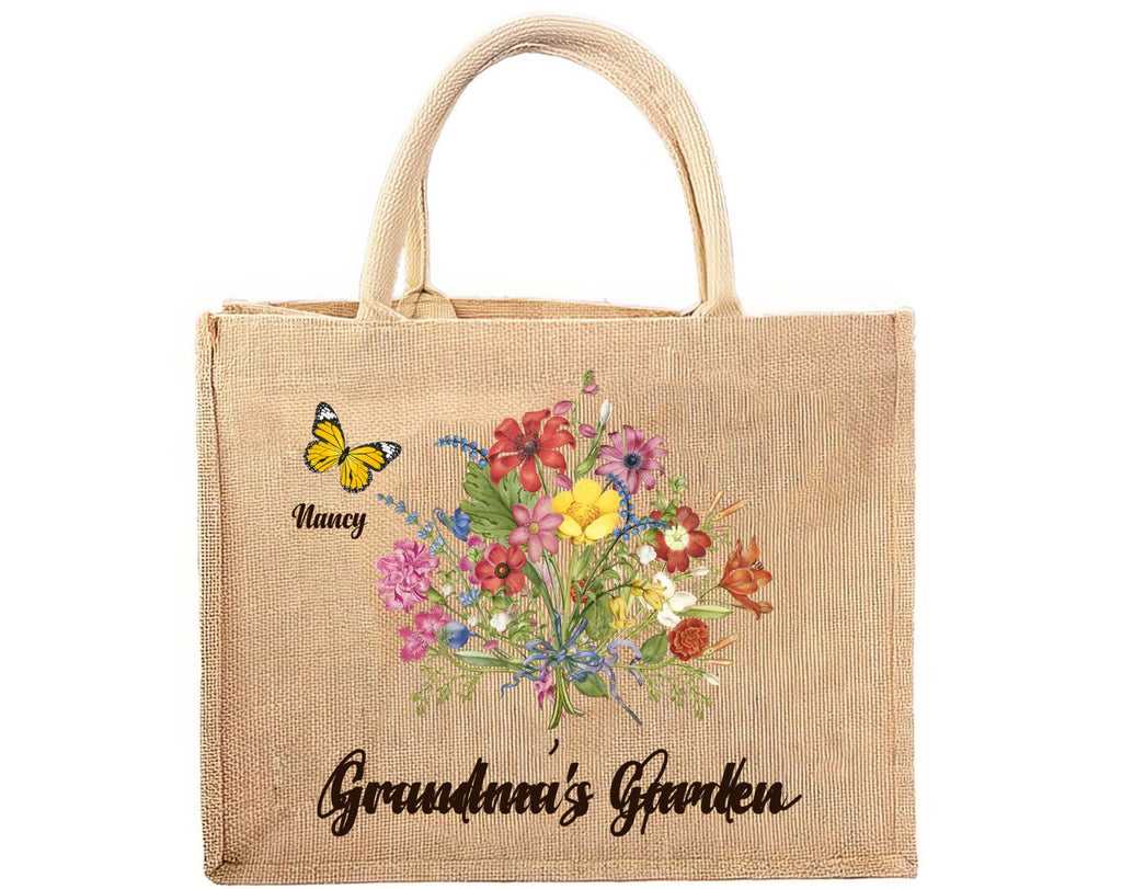 Grandmas Garden - Personalized Jute Tote Bag