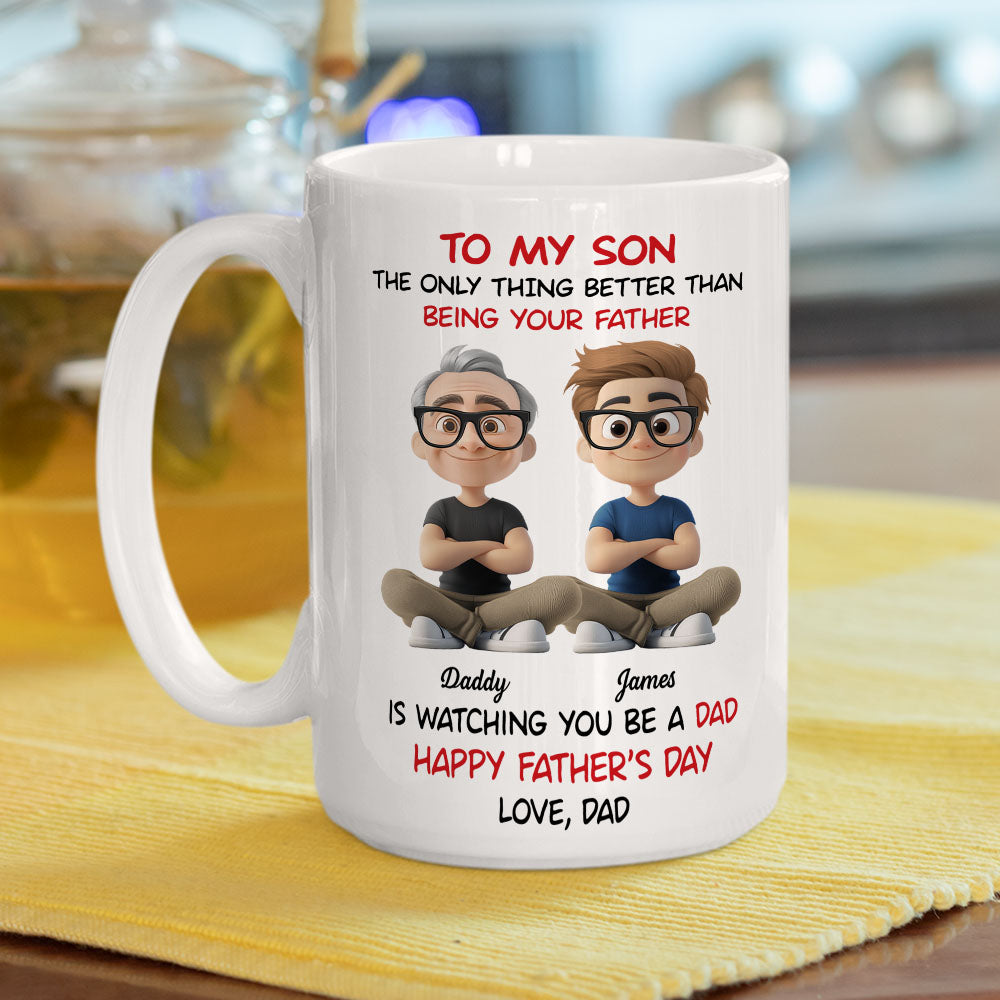Custom Father's Day Gift For Son • Dad To My Son Cartoonize - Personalized Coffee Mug