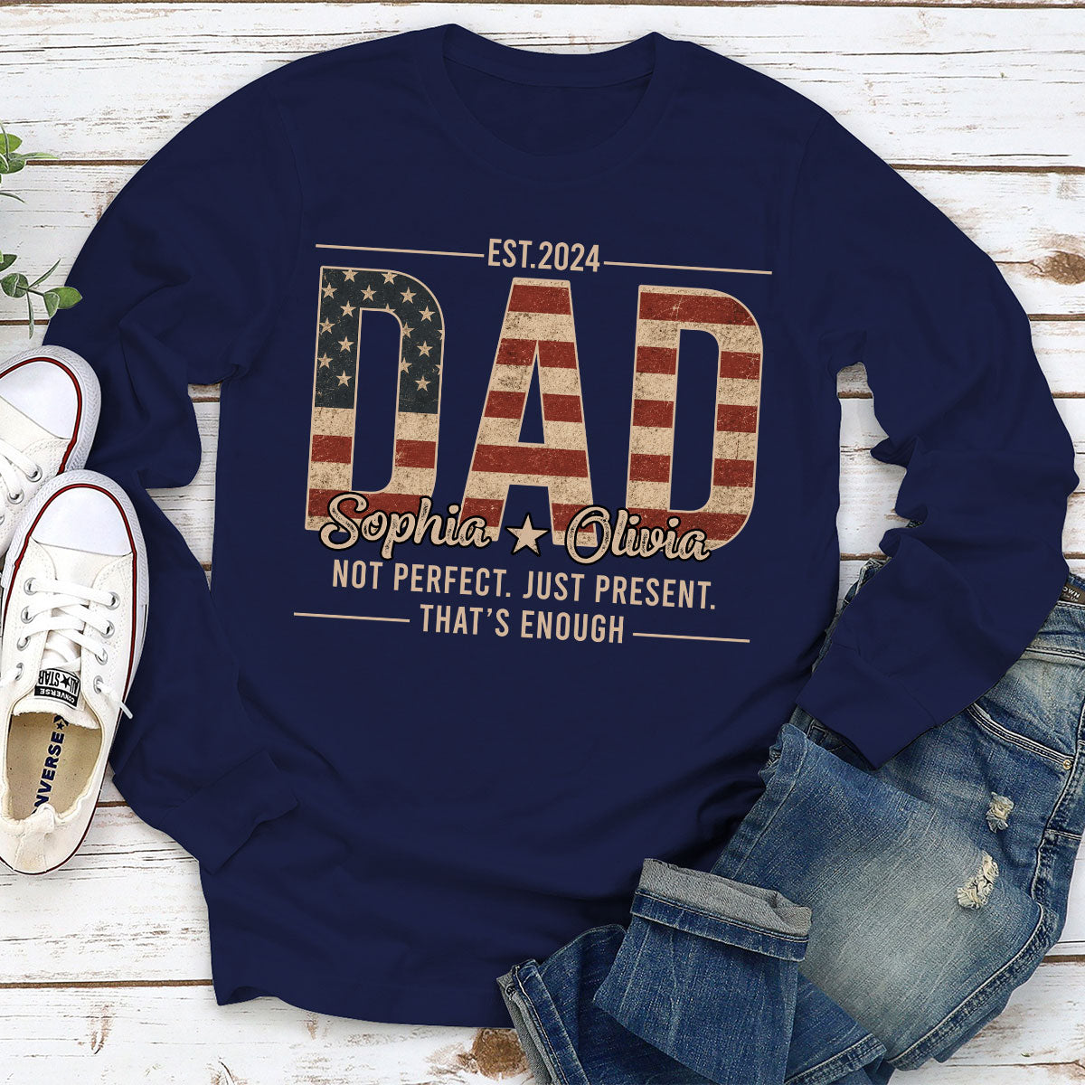 Custom Father's Day, Special Gift for Dad & Grandpa • Not Perfect Just Dad - Personalized Shirt