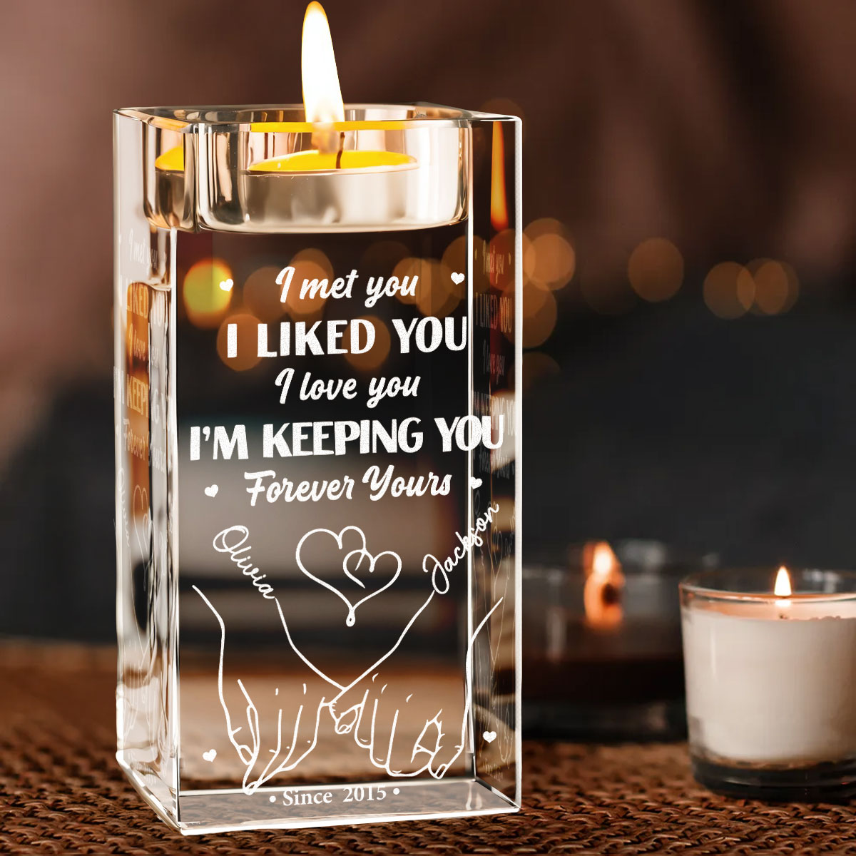 Keeping You - Personalized Engraved Crystal Candle Holder