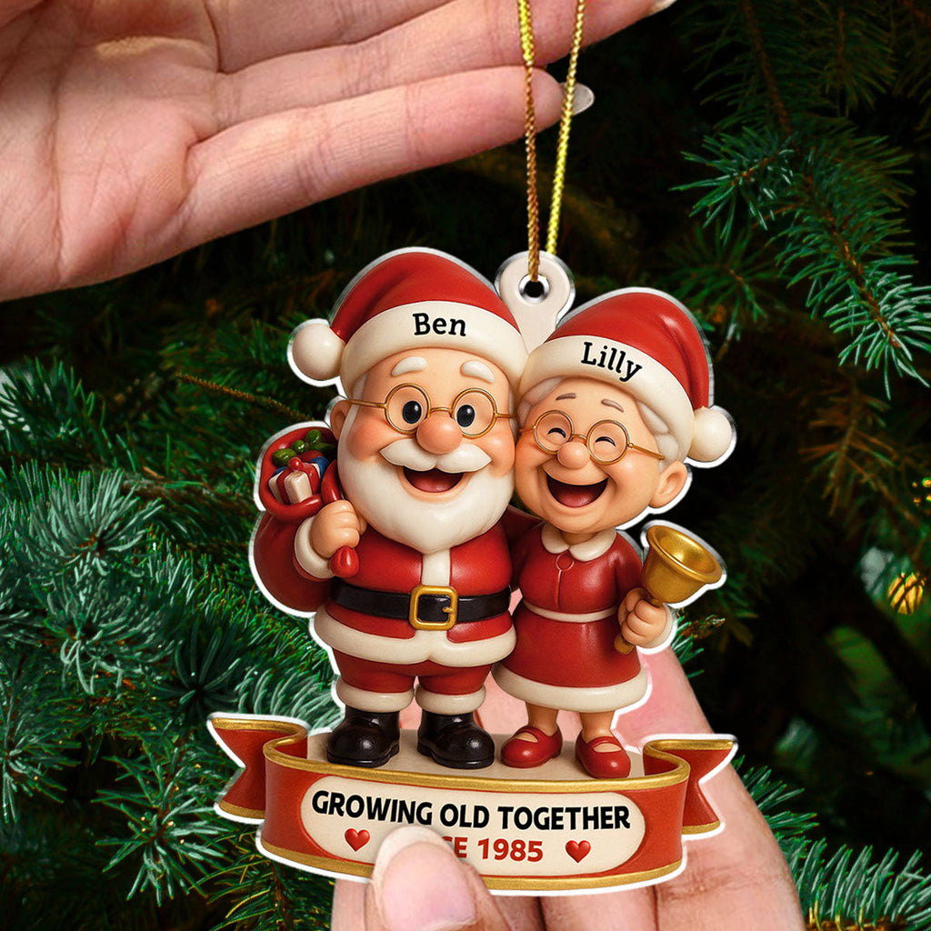 Custom Couple Christmas Ornament, Anniversary Gift •  Growing Old Together - Personalized Acrylic Ornament