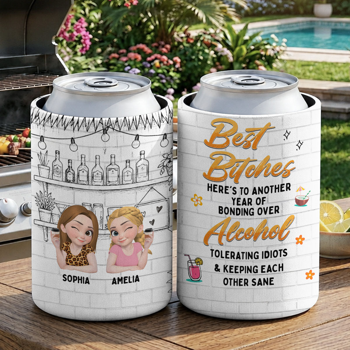 Best Bitches - Personalized Skinny Can Cooler