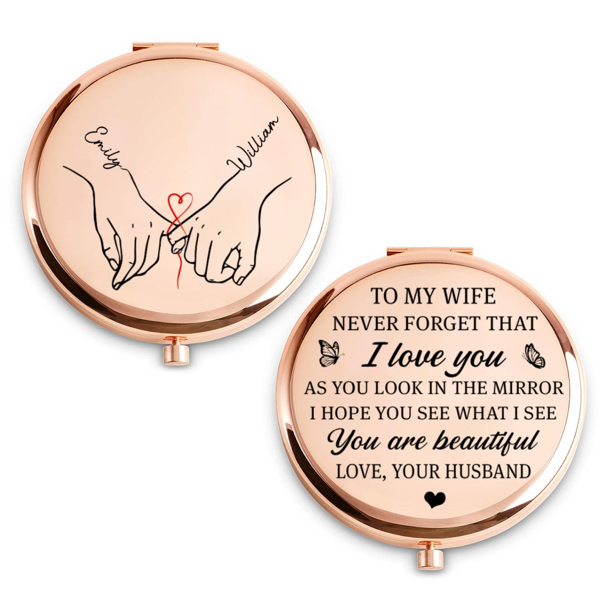 Beauty Reflected Through Love - Personalized Compact Mirror
