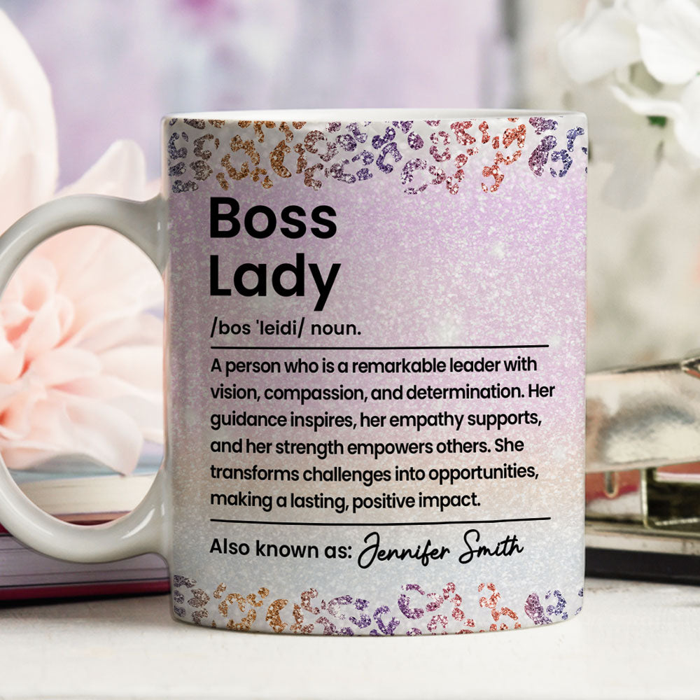 Custom Coworker, Christmas & Birthday Team Appreciation Gift • Boss Lady 2 - Personalized Coffee Mug