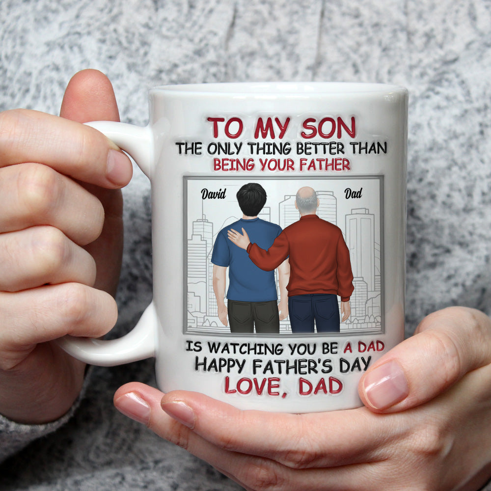 Custom Father's Day, Special Gift for Dad & Grandpa • Fatherhood Looks Good On You - Personalized 3D Inflated Effect Mug