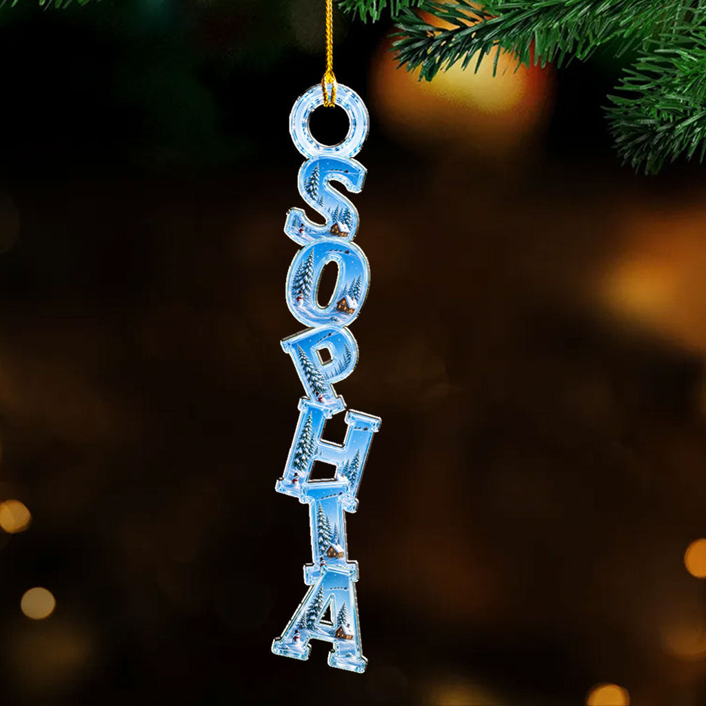 Custom Letter Christmas Ornament & Stocking Tag with Name • Winter Is Calling - Personalized Acrylic Ornament