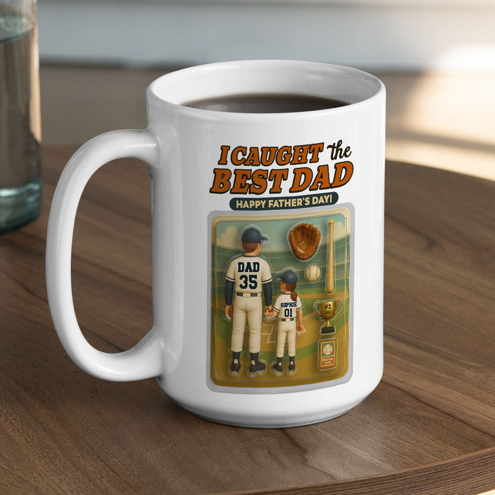 Custom Father's Day, Special Gift for Dad & Grandpa • We Caught The Best Dad Baseball - Personalized Coffee Mug