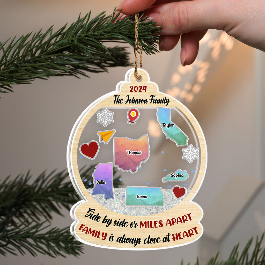 Custom Family Ornament, Christmas Gift for Family Members •  Family Is Always Close At Heart - Personalized Acrylic Shaker Ornament