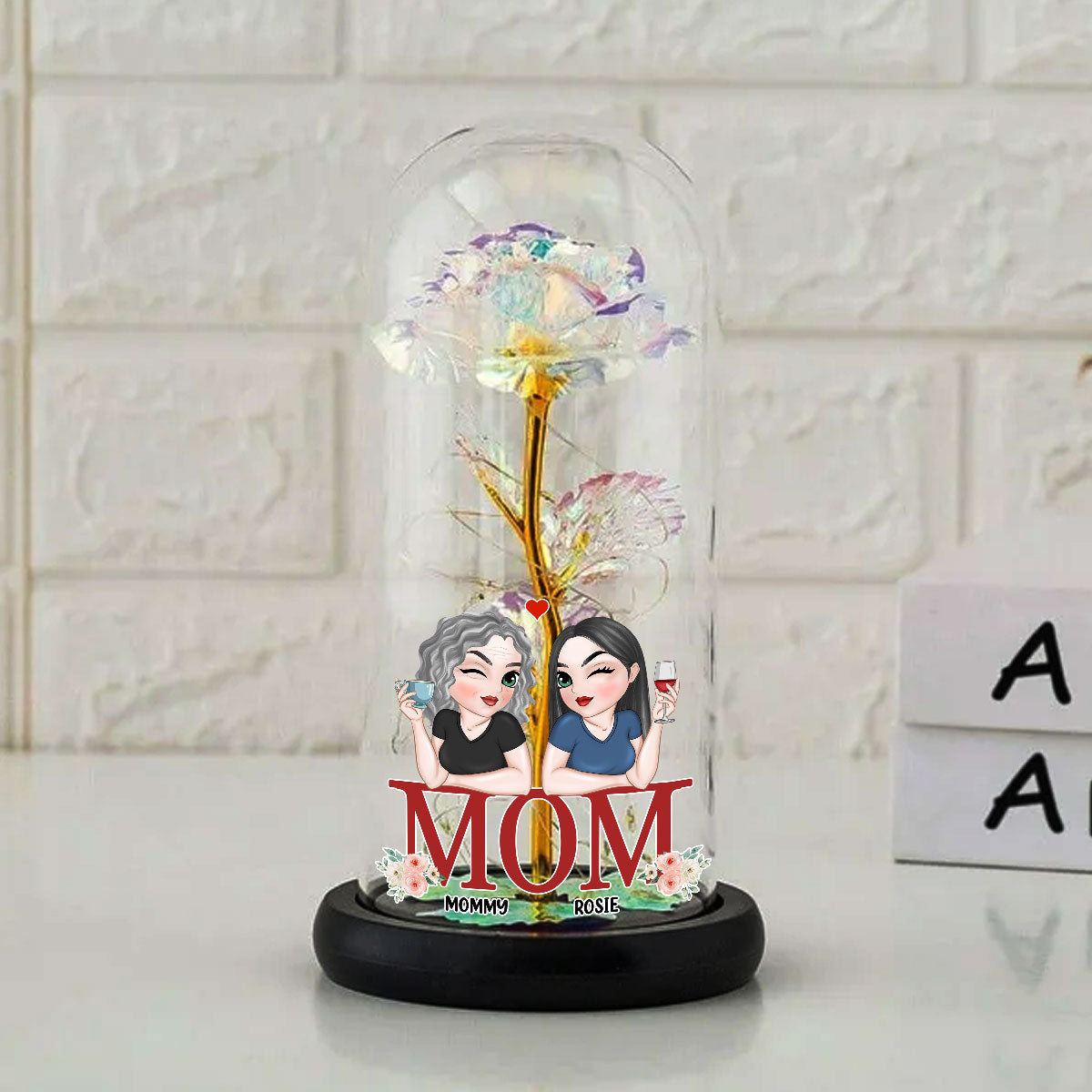 Mom Is The Best - Personalized Sparkly Rose