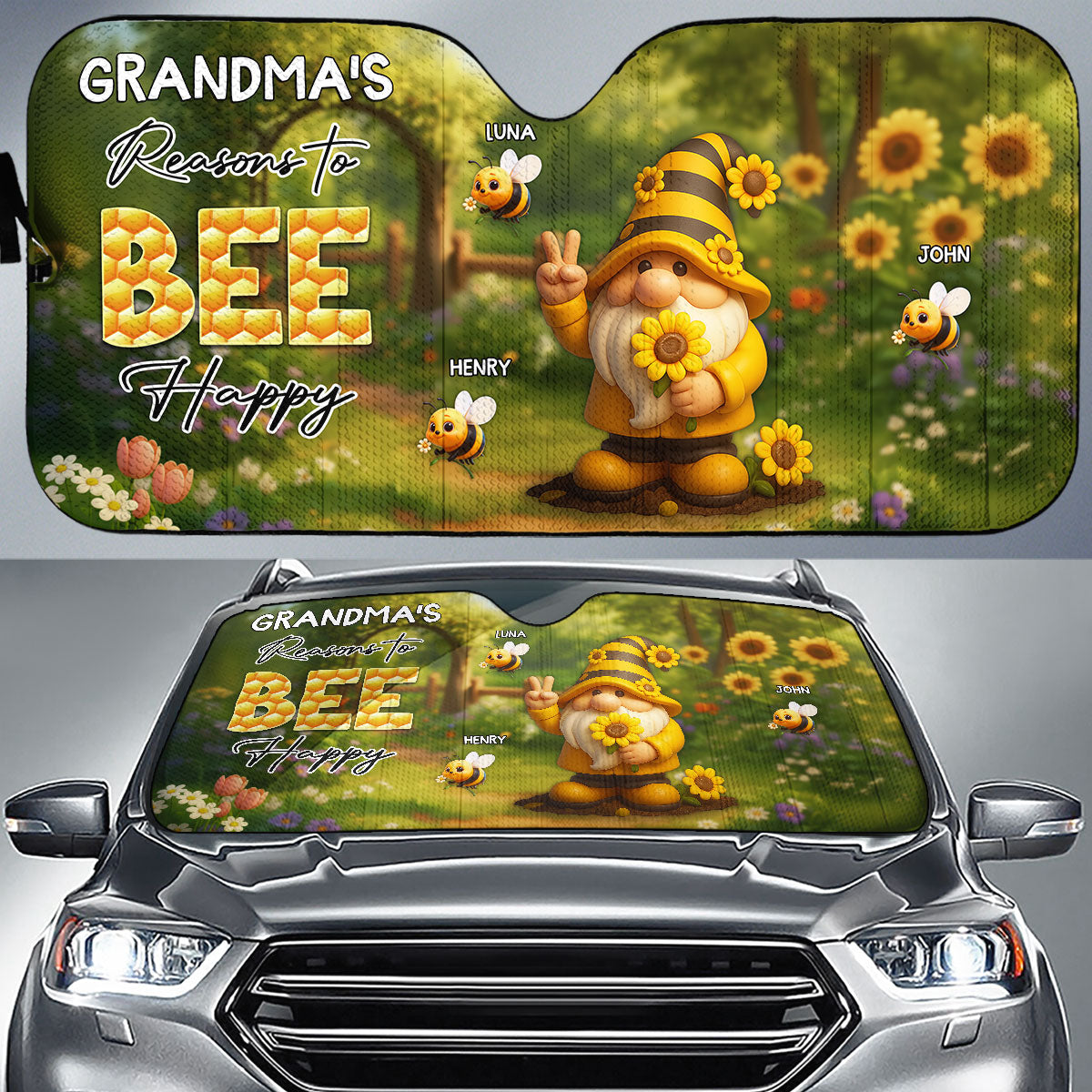 Reason To Be Happy - Personalized Car Sunshade