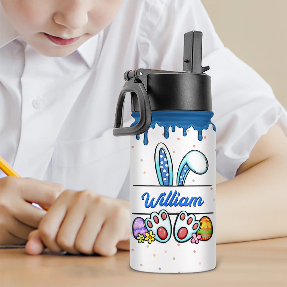 Cute Bunny Easter Eggs - Personalized 3D Inflated Effect Kids Water Bottle