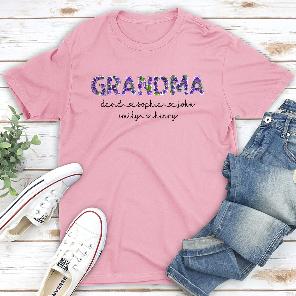 Custom Christmas & Birthday Gift for Grandma • Grandma Birth Month Flower - Personalized Shirt
