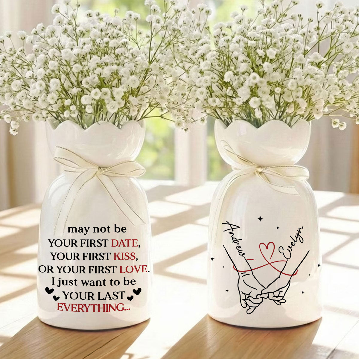 Your Last Everything - Personalized Ribbon Tie Flower Vase