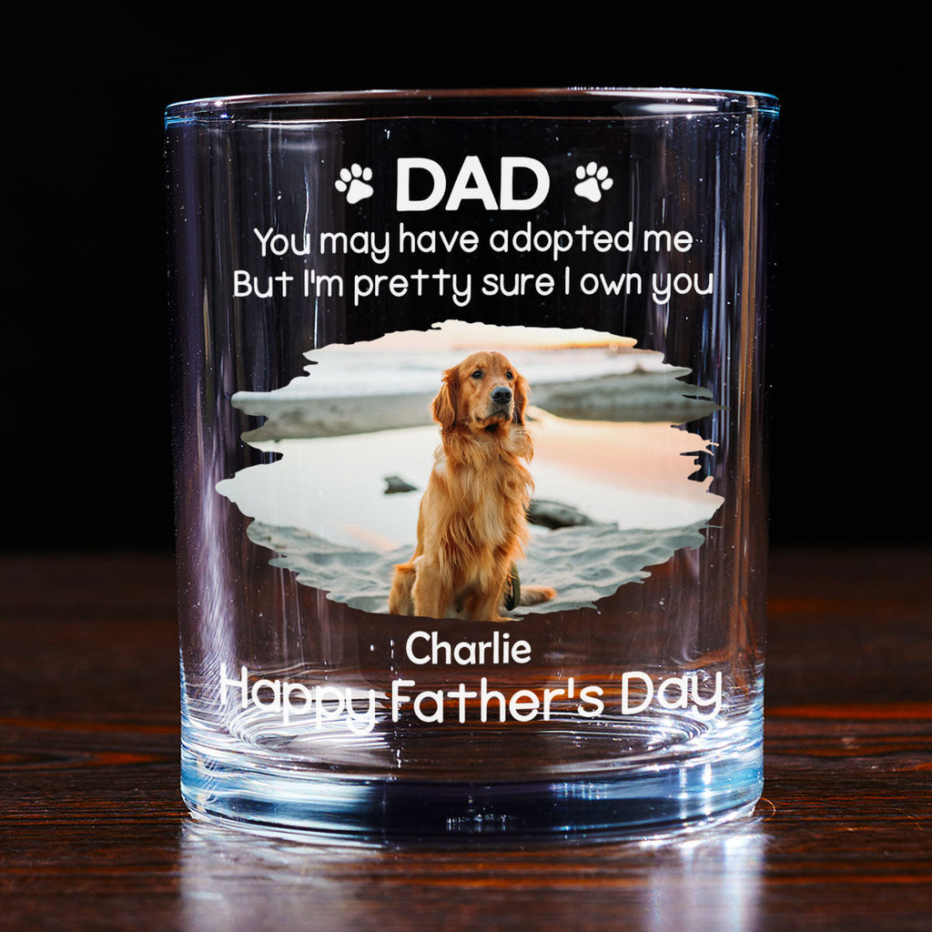 Custom Photo Christmas Birthday Drinkware Gifts for Pet Lovers • I Own You For Sure Photo Ver - Personalized Whiskey Glass
