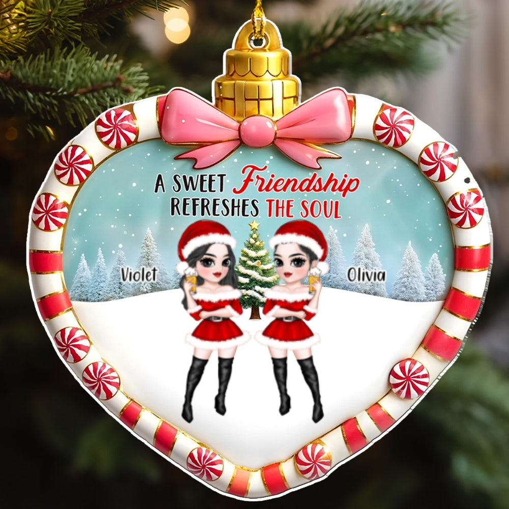 Custom Friendship Christmas Ornament, Best Friend Gift •  Sweet Friends - Personalized Acrylic Ornament
