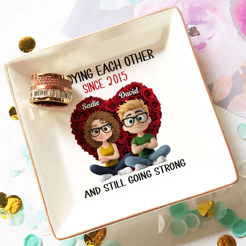 Custom Wife Trinket Dish, Romantic Birthday Anniversary Gift • Annoying Each Other - Personalized Jewelry Dish