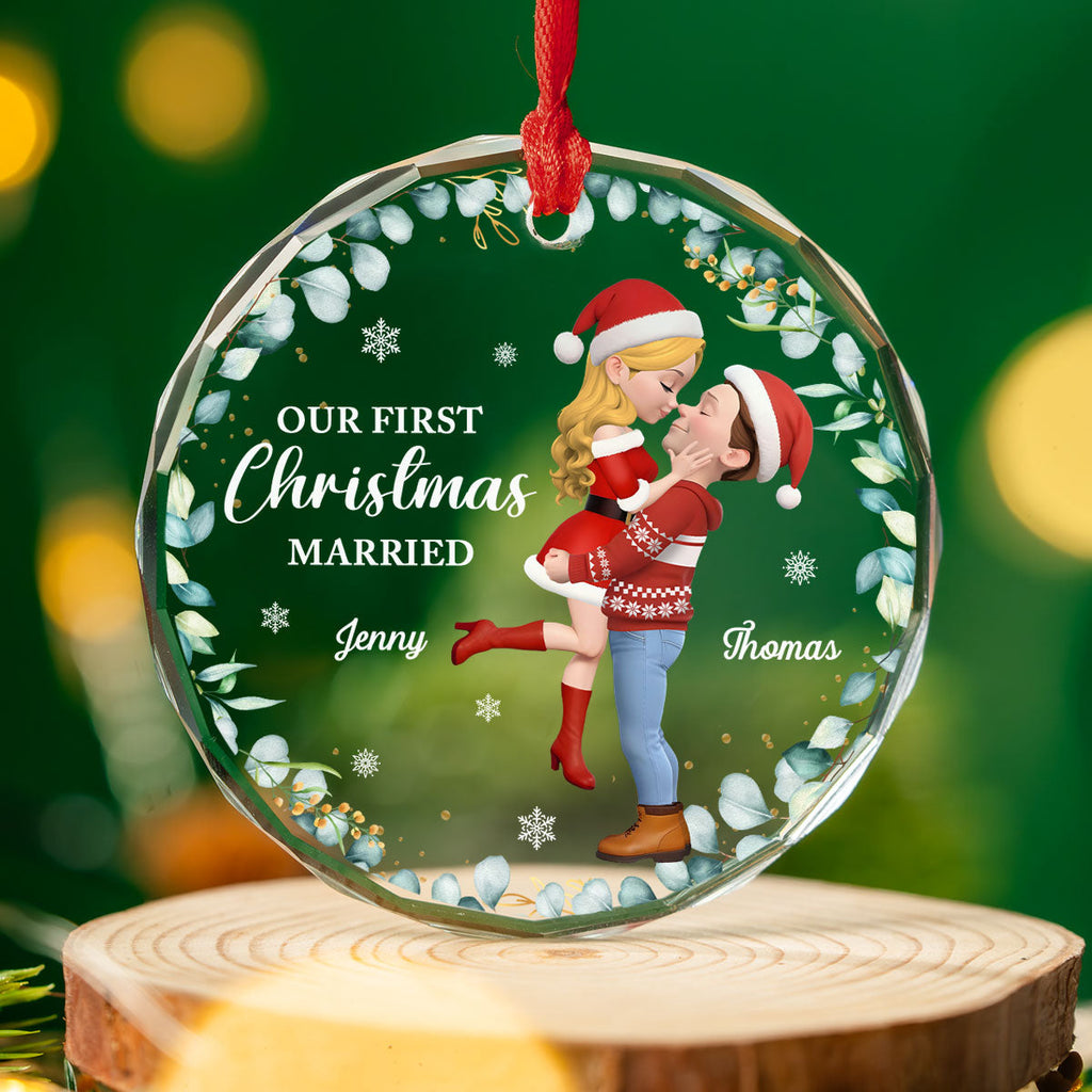 Custom Keepsake Christmas Ornament •  First Christmas Of Us - Personalized Glass Ornament