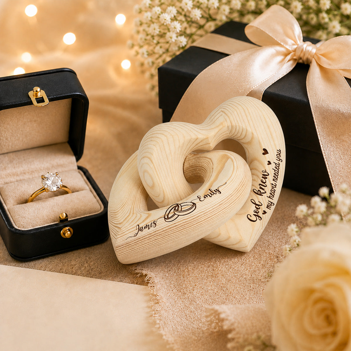 Custom Christmas Anniversary Wedding Birthday Gifts for Wife, Husband • Love You Now And Always - Personalized Engraved Infinity Heart Sculpture