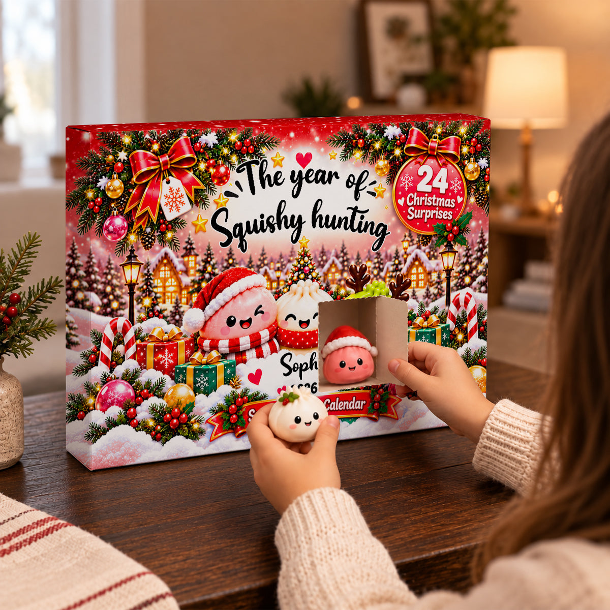 Custom Name 2026 Christmas Dumpling Advent Calendar, 24-Day Countdown • Christmas Gets Cuter Every Day - Personalized Dumpling Advent Calendar