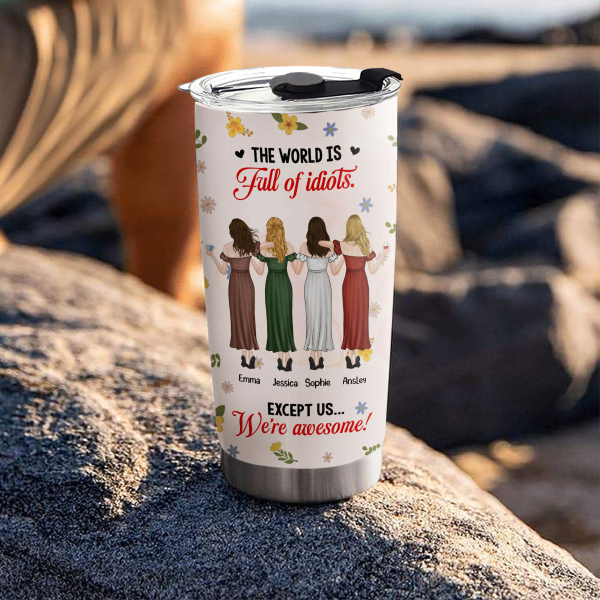 Custom Christmas Birthday Gifts For Best Friend • Surrounded By Idiots Staying Cool - Personalized Tumbler