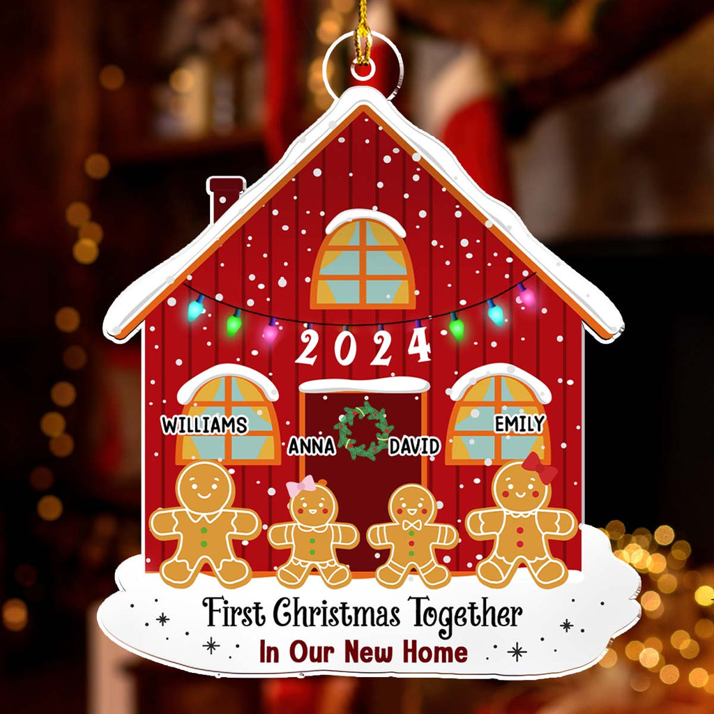 Custom Family First Christmas Ornament •  First Time In Our New Home - Personalized Acrylic Ornament