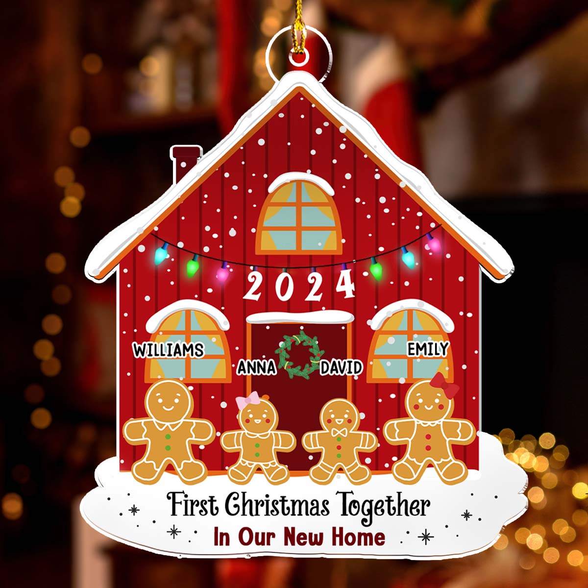 Custom Family First Christmas Ornament •  First Time In Our New Home - Personalized Acrylic Ornament