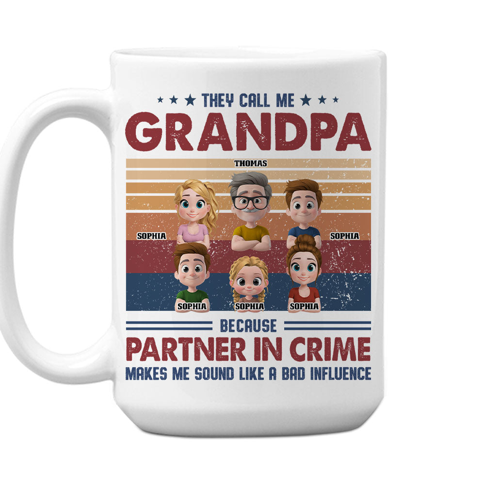 Custom Father's Day, Special Gift for Dad & Grandpa • Partner In Crime With My Grandkids - Personalized Coffee Mug