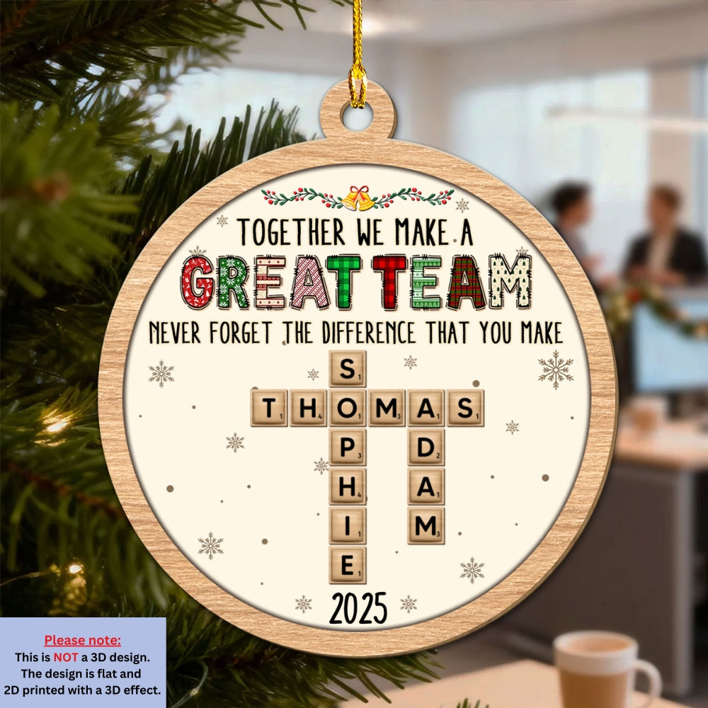 Custom Coworker Christmas Ornament, Team Appreciation Gift •  Amazing Team - Personalized 3D Effect Wood Ornament