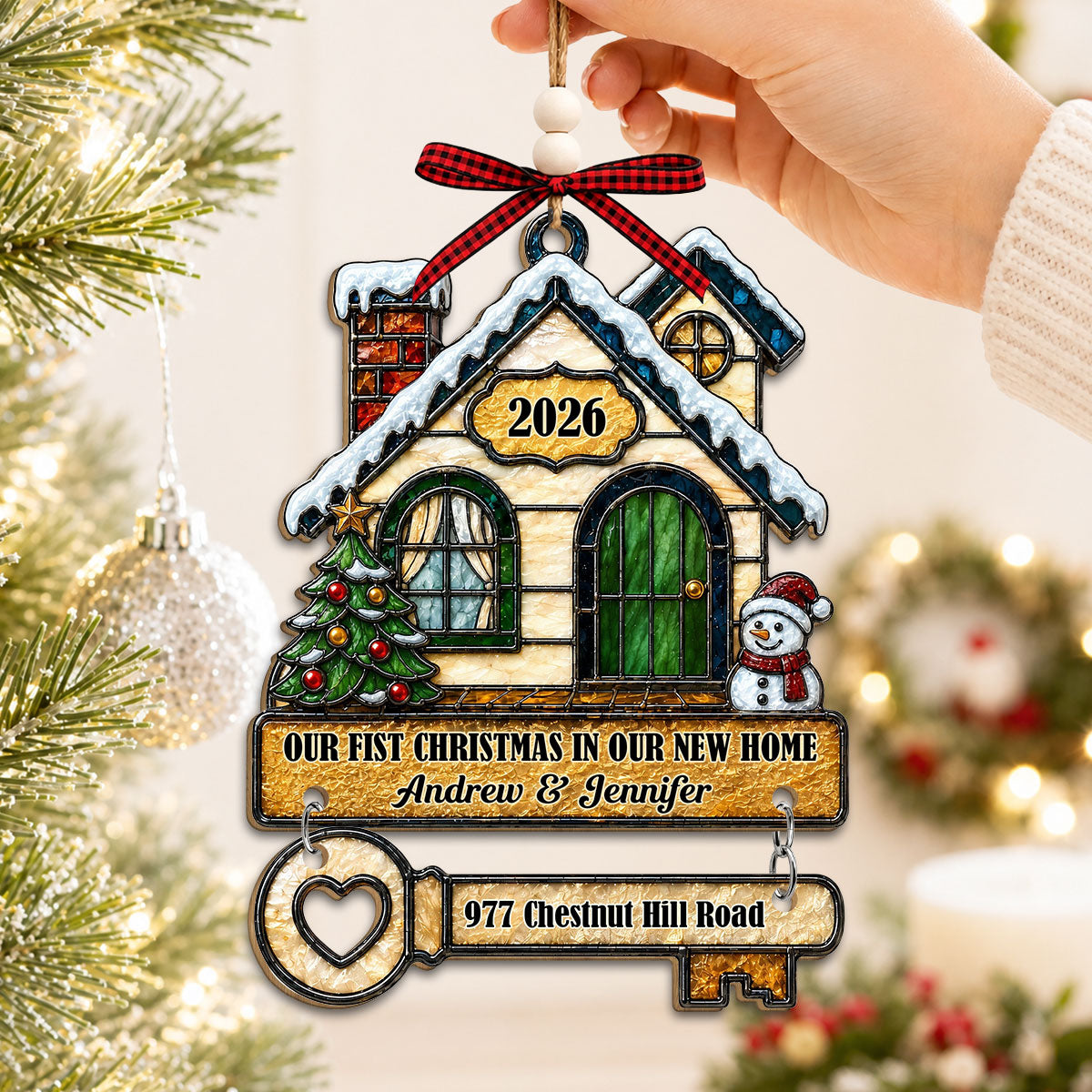 Custom Keepsake Christmas Ornament •  New Memories - Personalized Wooden Ornament With Tag