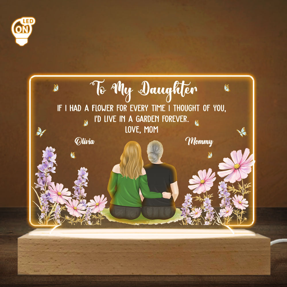 Custom Mother's Day Gifts for Daughter & Mom • Mom Garden Grows With Love - Personalized LED Light