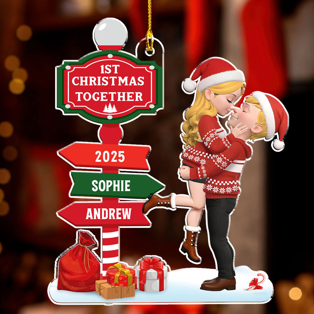 Custom First Christmas Ornament Married, Gift for Newlyweds •  Together Since First Christmas - Personalized Acrylic Ornament
