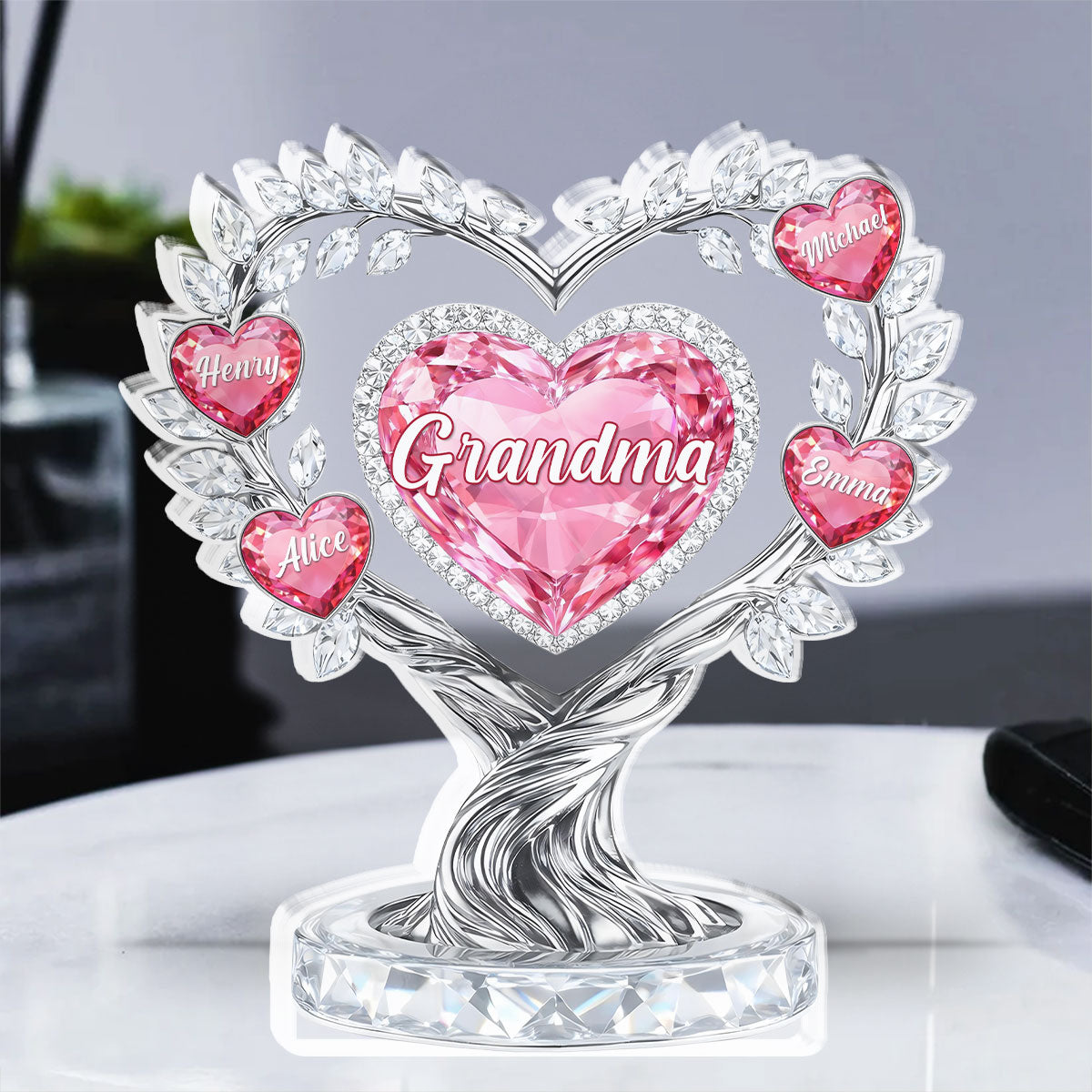 Custom Mother's Day Decor, Gift for Mom & Grandma • Heart Of Love - Personalized Acrylic Plaque
