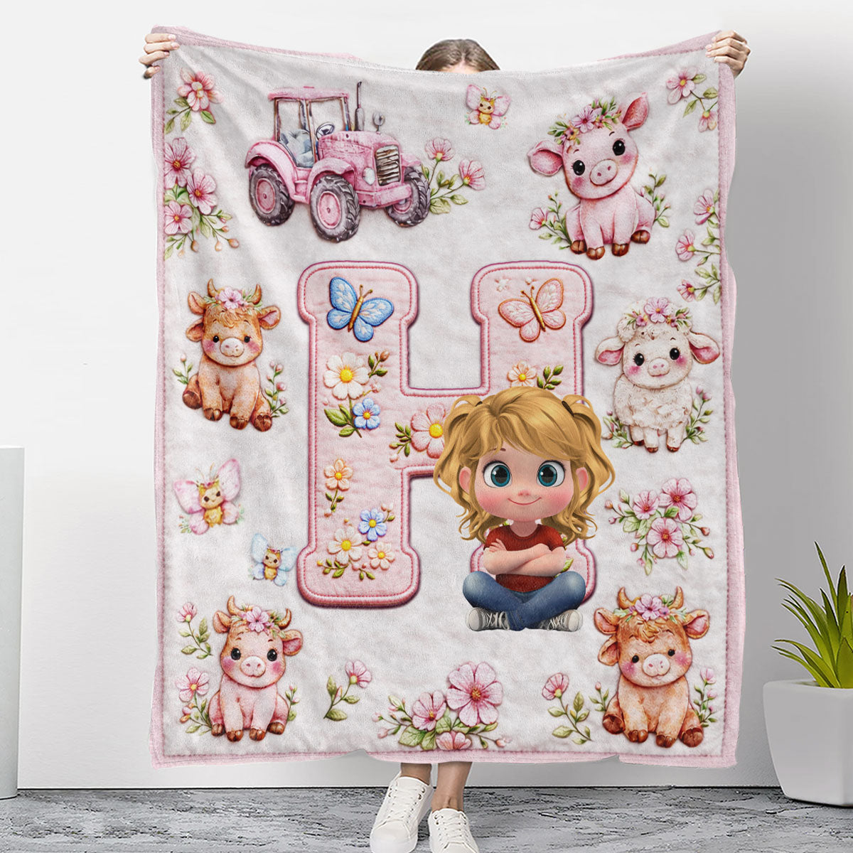 Little One Initial World - Personalized Fleece Blanket
