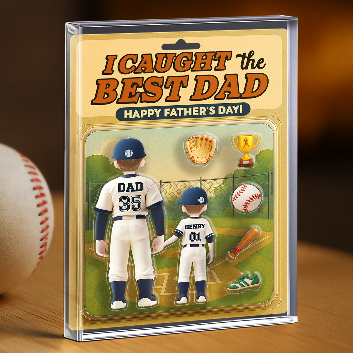 Custom Father's Day Decor, Gift for Dad & Grandpa • I Caught The Best Dad - Personalized Acrylic Plaque