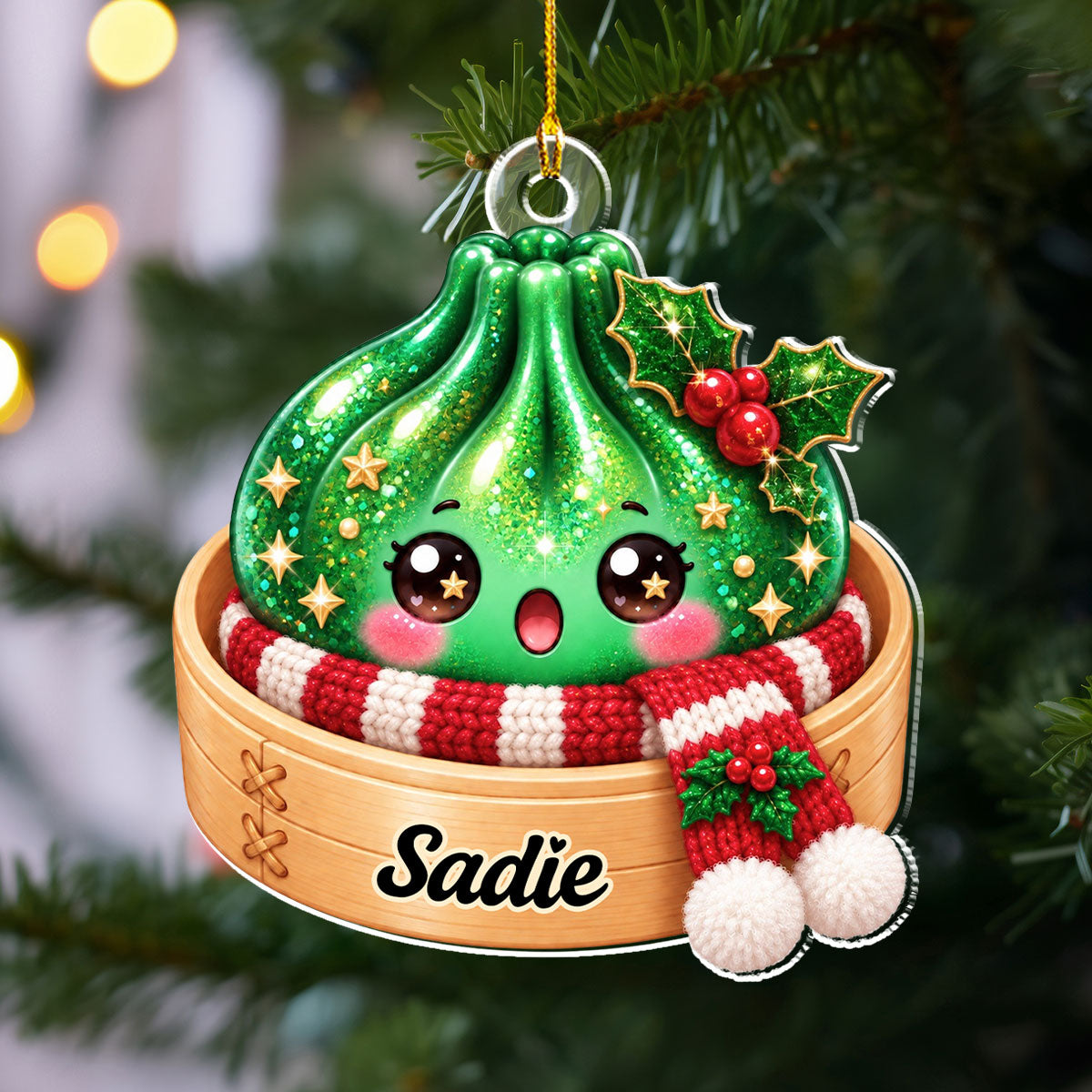 Custom Cute Gift For Kids 2026, Dumpling Squishy Christmas Ornament • Dumplings Colorful - Personalized Acrylic Ornament