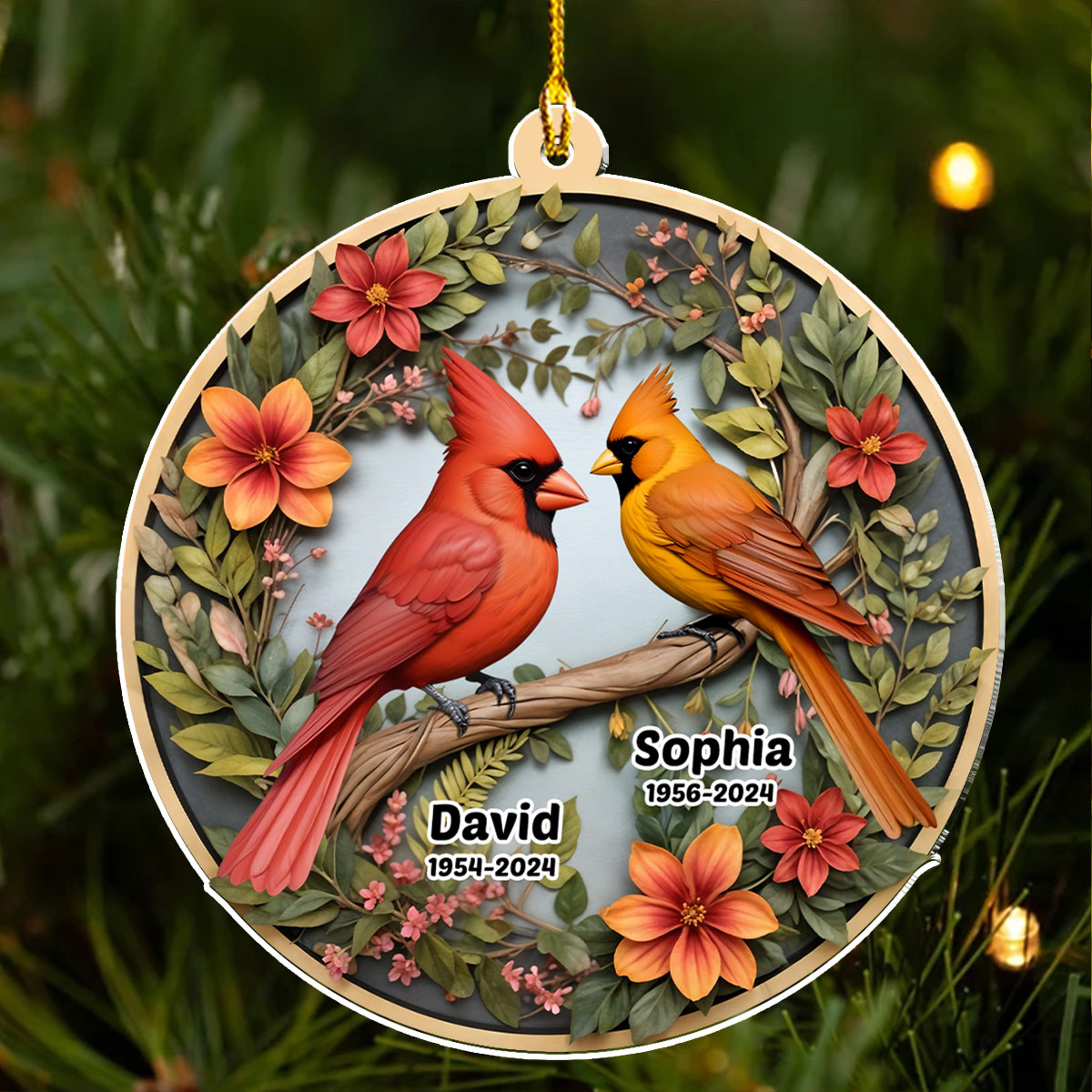 Custom Memorial Christmas Ornament, Sympathy Keepsake •  Cardinals Appear When Angels Are Near - Personalized Acrylic Ornament