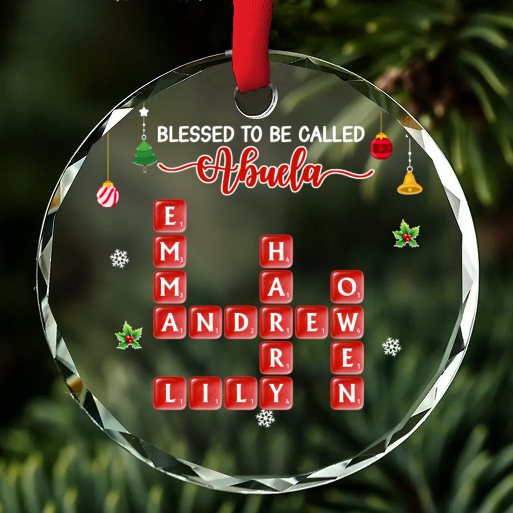 Custom Family Ornament, Christmas Gift for Family Members •  Blessed Grandma Christmas - Personalized Glass Ornament