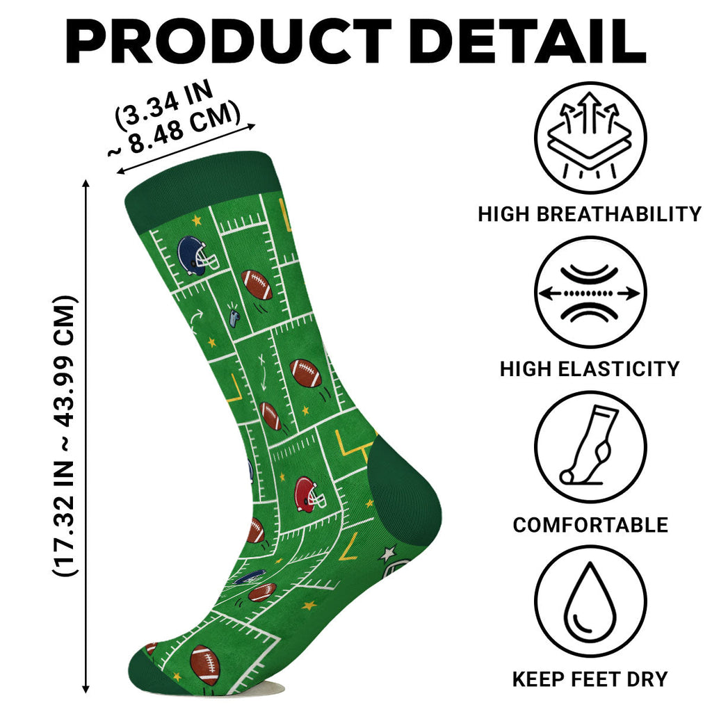 Custom Name Football Fan Footwear, Game Day Christmas Gift • Do Not Disturb - Personalized Crew Socks