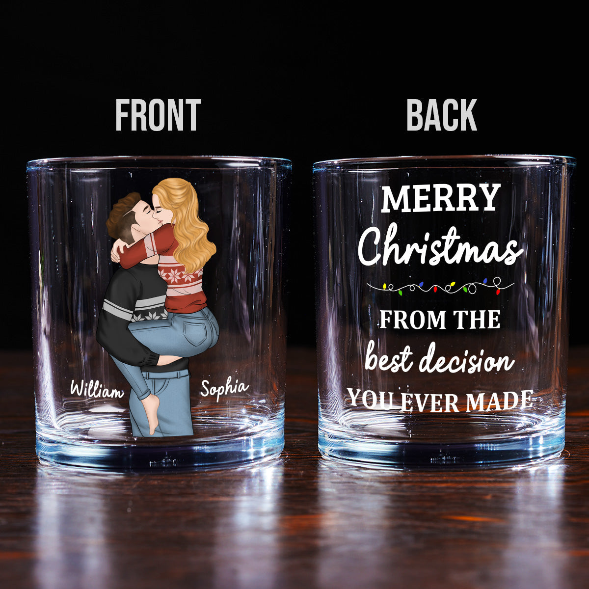 Custom Christmas Anniversary Birthday Drinkware Gifts for Couple • Best Decision - Personalized Whiskey Glass