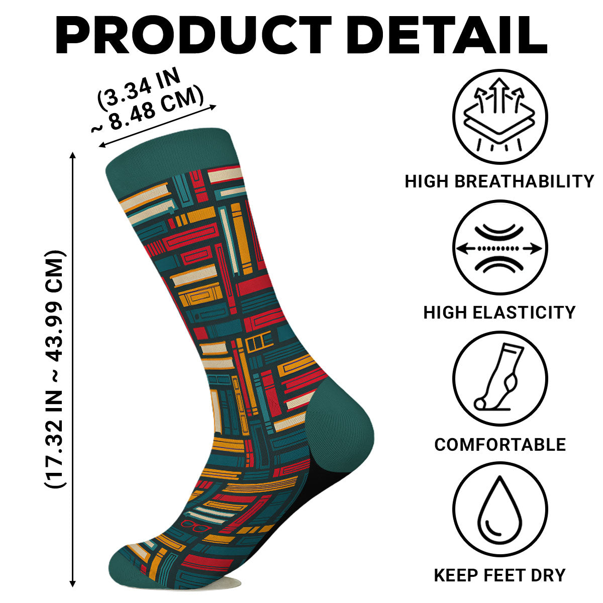 Custom Christmas Birthday Gift For Book Lovers, Bookworms, Readers • Lost in Stories - Personalized Crew Socks