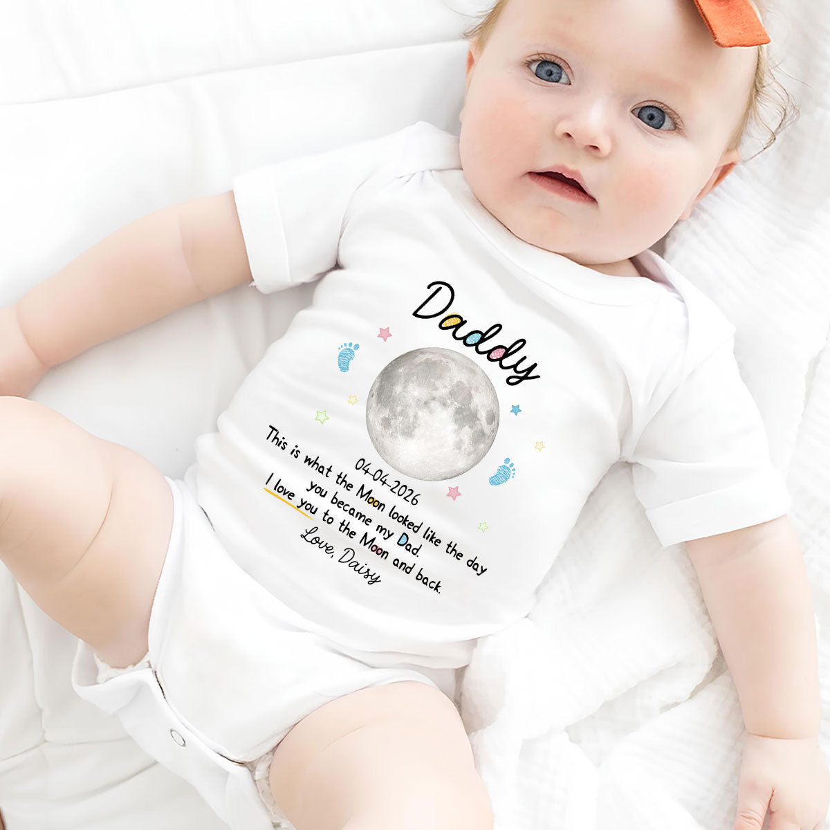 Moon Phase 1st Fathers Day Gift - Personalized Baby Onesie