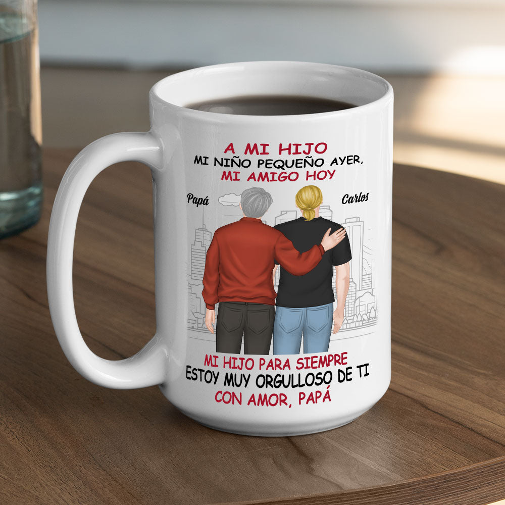 Custom Father's Day Gift For Son • Fuiste Niño Ahora Amigo - Taza Personalizada de Café