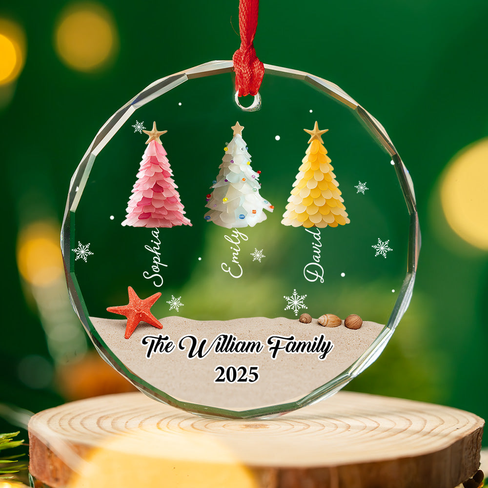 Custom Family Ornament, Christmas Gift for Family Members •  Winter Wishes - Personalized Glass Ornament