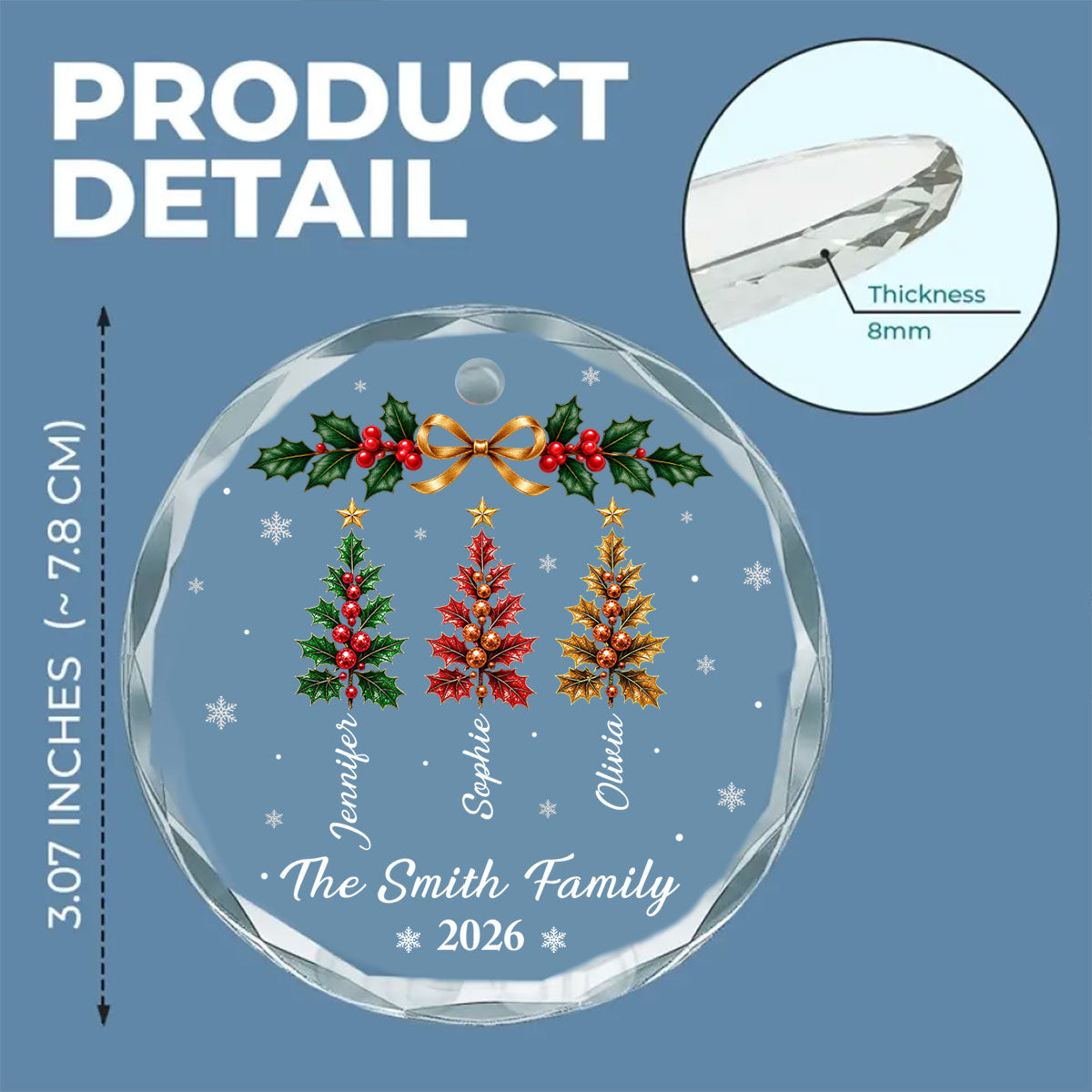 Custom Family Ornament, Christmas Gift for Family Members •  Family Makes Christmas - Personalized Glass Ornament