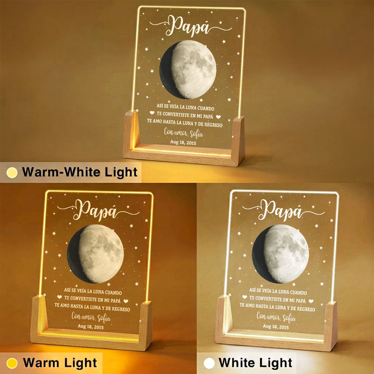 Custom Anniversary, Wedding, Christmas Gift For Husband, Him• Así Se Veía La Luna 2 - Luz nocturna personalizada a medida
