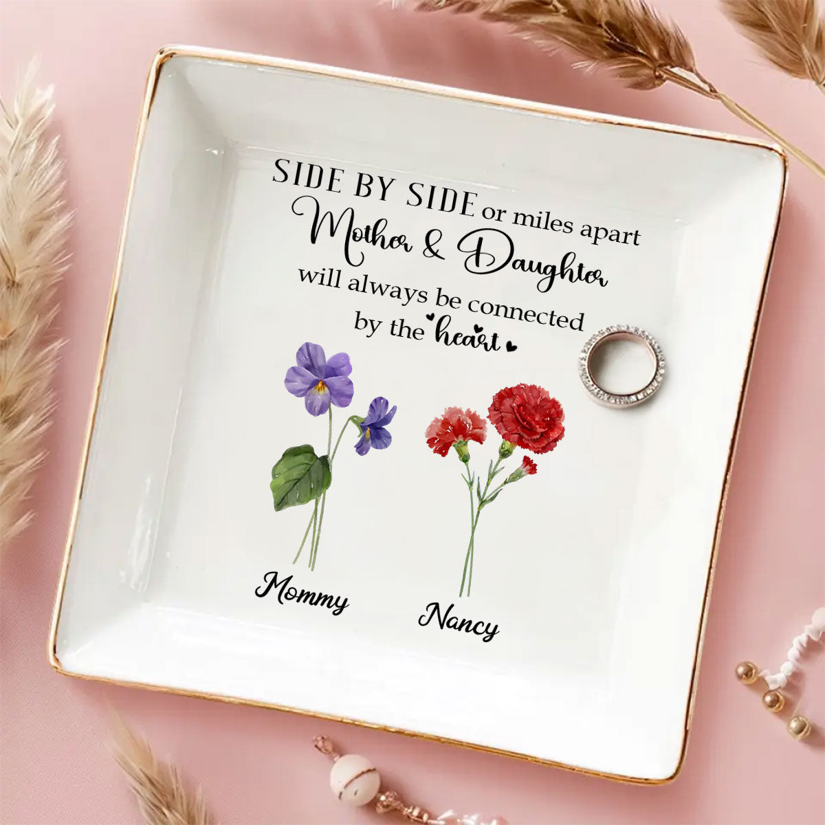 Custom Daughter Trinket Dish, Meaningful Birthday Gift For Her • Linked Together - Personalized Jewelry Dish