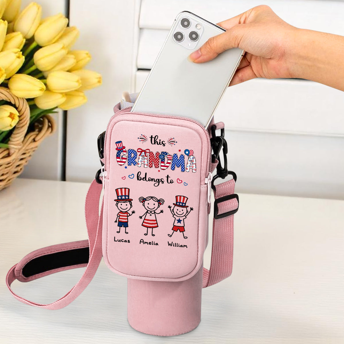 Home Is Where Your Grandma Is - Personalized Water Bottle Carrier Bag